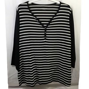 Croft & Barrow 3X Long Sleeve Blue Striped Top